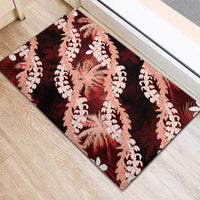 Puakenikeni Maile Lei Rubber Doormat Frangipani Red Tropical Leaves