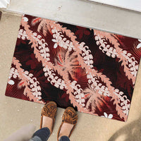 Puakenikeni Maile Lei Rubber Doormat Frangipani Red Tropical Leaves