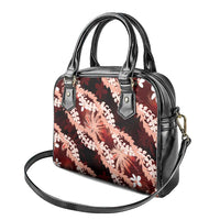 Puakenikeni Maile Lei Shoulder Handbag Frangipani Red Tropical Leaves