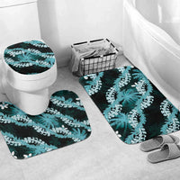 Puakenikeni Maile Lei Bathroom Set Frangipani Turquoise Tropical Leaves