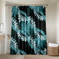 Puakenikeni Maile Lei Bathroom Set Frangipani Turquoise Tropical Leaves