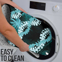 Puakenikeni Maile Lei Bathroom Set Frangipani Turquoise Tropical Leaves