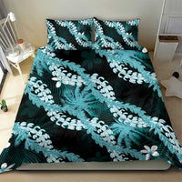 Puakenikeni Maile Lei Bedding Set Frangipani Turquoise Tropical Leaves
