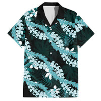 Puakenikeni Maile Lei Hawaiian Shirt Frangipani Turquoise Tropical Leaves LT01 Turquoise - Polynesian Pride