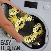 Puakenikeni Maile Lei Bathroom Set Frangipani Yellow Tropical Leaves