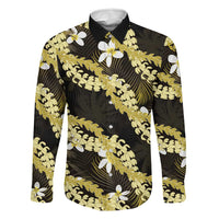 Puakenikeni Maile Lei Family Matching Summer Maxi Dress and Hawaiian Shirt Frangipani Yellow Tropical Leaves