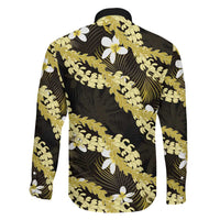 Puakenikeni Maile Lei Family Matching Summer Maxi Dress and Hawaiian Shirt Frangipani Yellow Tropical Leaves