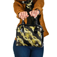 Puakenikeni Maile Lei Shoulder Handbag Frangipani Yellow Tropical Leaves