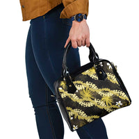 Puakenikeni Maile Lei Shoulder Handbag Frangipani Yellow Tropical Leaves