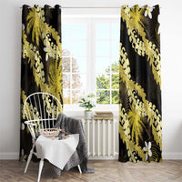 Puakenikeni Maile Lei Window Curtain Frangipani Yellow Tropical Leaves LT01 - Polynesian Pride