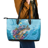 Personalized Hawaii Sea Turtle Leather Tote Bag Hawaii Map Ocean Vibes