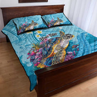 Personalized Hawaii Sea Turtle Quilt Bed Set Hawaii Map Ocean Vibes