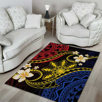 Philippines Spirit Tribal Sun Plumeria Area Rug Red And Blue Polynesian Pattern