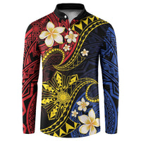 Philippines Spirit Tribal Sun Plumeria Button Sweatshirt Red And Blue Polynesian Pattern