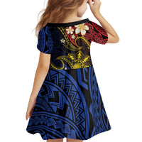 Philippines Spirit Tribal Sun Plumeria Family Matching Off The Shoulder Long Sleeve Dress and Hawaiian Shirt Red And Blue Polynesian Pattern