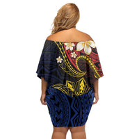 Philippines Spirit Tribal Sun Plumeria Family Matching Off Shoulder Short Dress and Hawaiian Shirt Red And Blue Polynesian Pattern