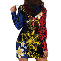Philippines Spirit Tribal Sun Plumeria Hoodie Dress Red And Blue Polynesian Pattern