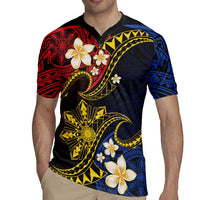 Philippines Spirit Tribal Sun Plumeria Rugby Jersey Red And Blue Polynesian Pattern