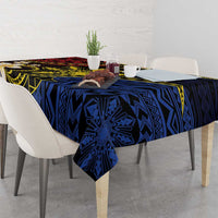 Philippines Spirit Tribal Sun Plumeria Tablecloth Red And Blue Polynesian Pattern