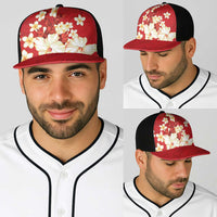 Hawaii Hibiscus Plumeria Red Baseball Net Cap Polynesian Pattern