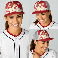 Hawaii Hibiscus Plumeria Red Baseball Net Cap Polynesian Pattern