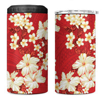Hawaii Hibiscus Plumeria Red 4 in 1 Can Cooler Tumbler Polynesian Pattern LT01 One Size: 16 oz Red - Polynesian Pride