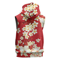 Hawaii Hibiscus Plumeria Red Sleeveless Zip Hoodie Polynesian Pattern LT01 - Polynesian Pride