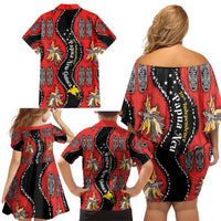 Papua New Guinea 50th Independence Family Matching Off Shoulder Short Dress and Hawaiian Shirt PNG Batik Pattern - Polynesian Pride