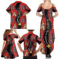 Papua New Guinea 50th Independence Family Matching Summer Maxi Dress and Hawaiian Shirt PNG Batik Pattern - Polynesian Pride