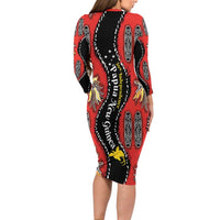Papua New Guinea 50th Independence Long Sleeve Bodycon Dress PNG Batik Pattern - Polynesian Pride