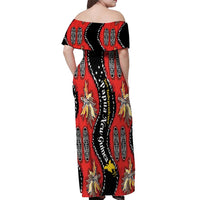 Papua New Guinea 50th Independence Off Shoulder Maxi Dress PNG Batik Pattern - Polynesian Pride