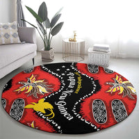 Papua New Guinea 50th Independence Round Carpet PNG Batik Pattern - Polynesian Pride