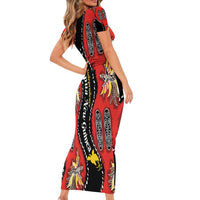 Papua New Guinea 50th Independence Short Sleeve Bodycon Dress PNG Batik Pattern - Polynesian Pride