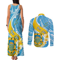 personalised-tuvalu-independence-day-couples-matching-tank-maxi-dress-and-long-sleeve-button-shirts-plumeria-45th-anniversary