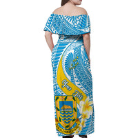 personalised-tuvalu-independence-day-family-matching-off-shoulder-maxi-dress-and-hawaiian-shirt-plumeria-45th-anniversary
