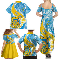 personalised-tuvalu-independence-day-family-matching-summer-maxi-dress-and-hawaiian-shirt-plumeria-45th-anniversary