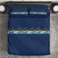 Hawaii Santa Riding Sea Turtle Bedding Set Mele Kalikimaka Polynesian Pattern - Polynesian Pride