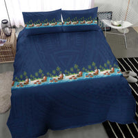Hawaii Santa Riding Sea Turtle Bedding Set Mele Kalikimaka Polynesian Pattern - Polynesian Pride