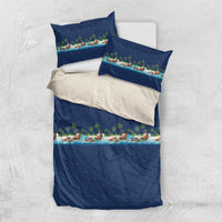 Hawaii Santa Riding Sea Turtle Bedding Set Mele Kalikimaka Polynesian Pattern - Polynesian Pride