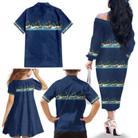 Hawaii Santa Riding Sea Turtle Family Matching Off The Shoulder Long Sleeve Dress and Hawaiian Shirt Mele Kalikimaka Polynesian Pattern - Polynesian Pride