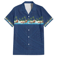 Hawaii Santa Riding Sea Turtle Family Matching Off The Shoulder Long Sleeve Dress and Hawaiian Shirt Mele Kalikimaka Polynesian Pattern - Polynesian Pride