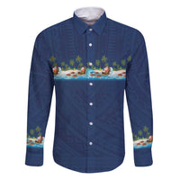 Hawaii Santa Riding Sea Turtle Family Matching Puletasi and Hawaiian Shirt Mele Kalikimaka Polynesian Pattern - Polynesian Pride