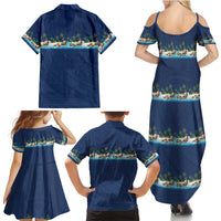 Hawaii Santa Riding Sea Turtle Family Matching Summer Maxi Dress and Hawaiian Shirt Mele Kalikimaka Polynesian Pattern - Polynesian Pride