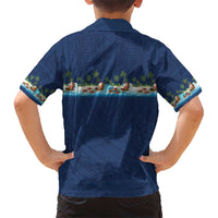 Hawaii Santa Riding Sea Turtle Family Matching Tank Maxi Dress and Hawaiian Shirt Mele Kalikimaka Polynesian Pattern - Polynesian Pride