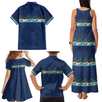 Hawaii Santa Riding Sea Turtle Family Matching Tank Maxi Dress and Hawaiian Shirt Mele Kalikimaka Polynesian Pattern - Polynesian Pride