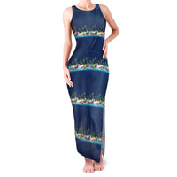 Hawaii Santa Riding Sea Turtle Family Matching Tank Maxi Dress and Hawaiian Shirt Mele Kalikimaka Polynesian Pattern - Polynesian Pride