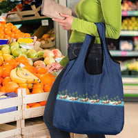 Hawaii Santa Riding Sea Turtle Grocery Bag Mele Kalikimaka Polynesian Pattern - Polynesian Pride