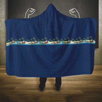 Hawaii Santa Riding Sea Turtle Hooded Blanket Mele Kalikimaka Polynesian Pattern - Polynesian Pride