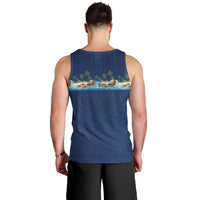 Hawaii Santa Riding Sea Turtle Men Tank Top Mele Kalikimaka Polynesian Pattern - Polynesian Pride