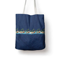 Hawaii Santa Riding Sea Turtle Tote Bag Mele Kalikimaka Polynesian Pattern - Polynesian Pride